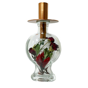 Grote hartvormige vaas met droogbloemen "Rosely red"