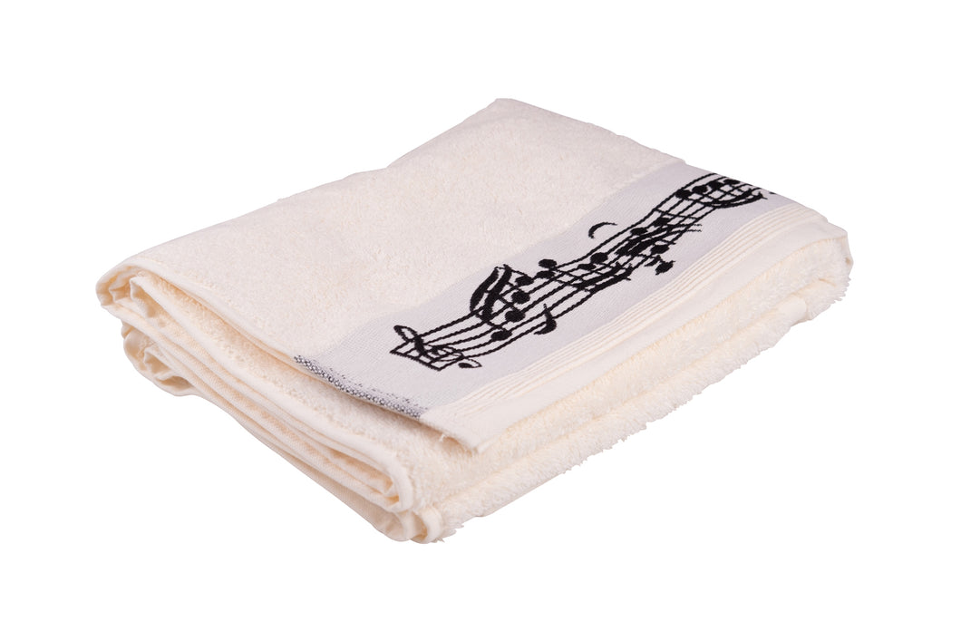 Creme kleurige douche handdoek met muzieknoten