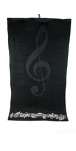 Afbeelding in Gallery-weergave laden, Zwarte handdoek met muzieknoten en G-sleutel
