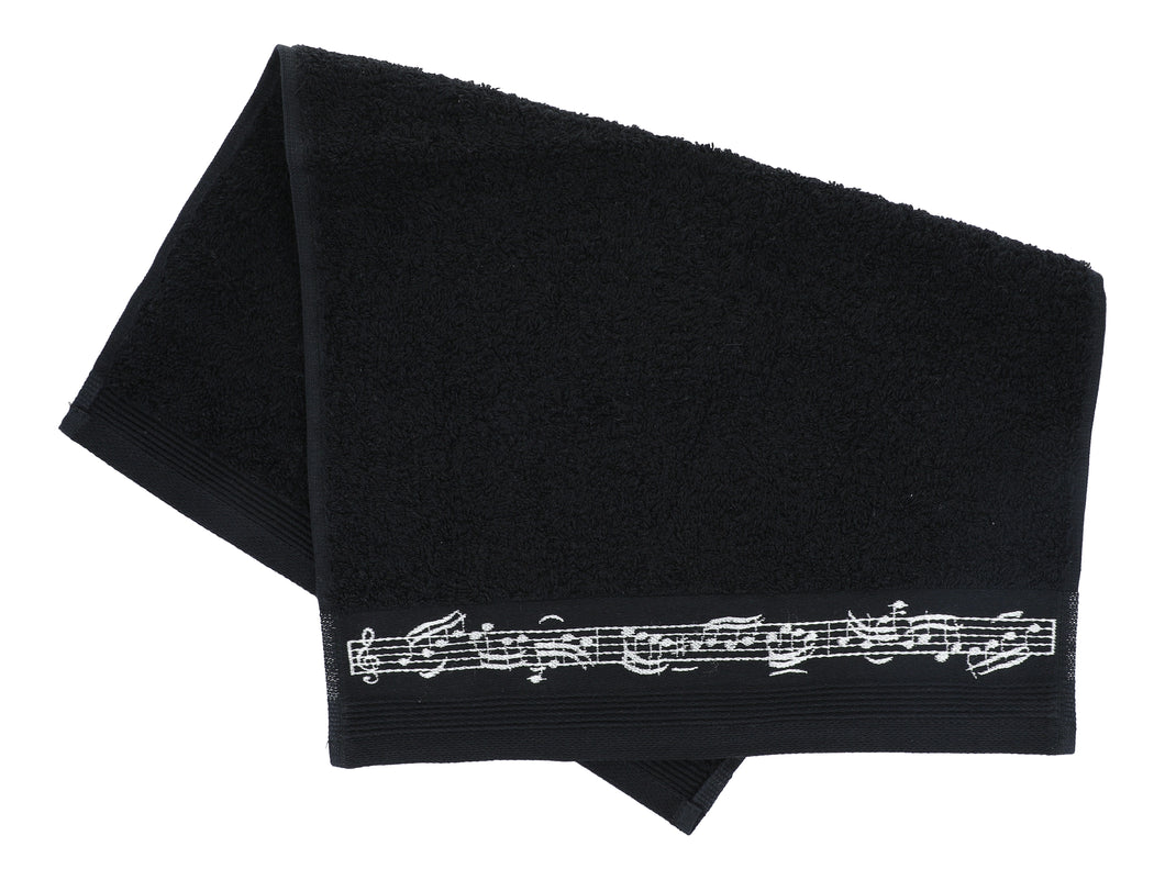 Gasten handdoek met muzieknoten - zwart