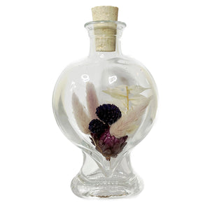 Grote hartvormige vaas met droogbloemen "A touch of purple"