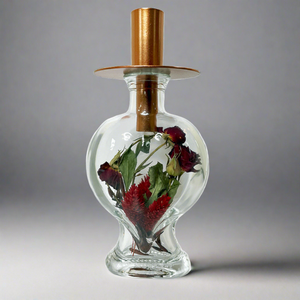 Grote hartvormige vaas met droogbloemen "Rosely red"