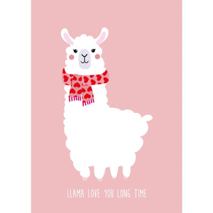 Ansichtkaart - Llama loves you long time - Lievelingshop