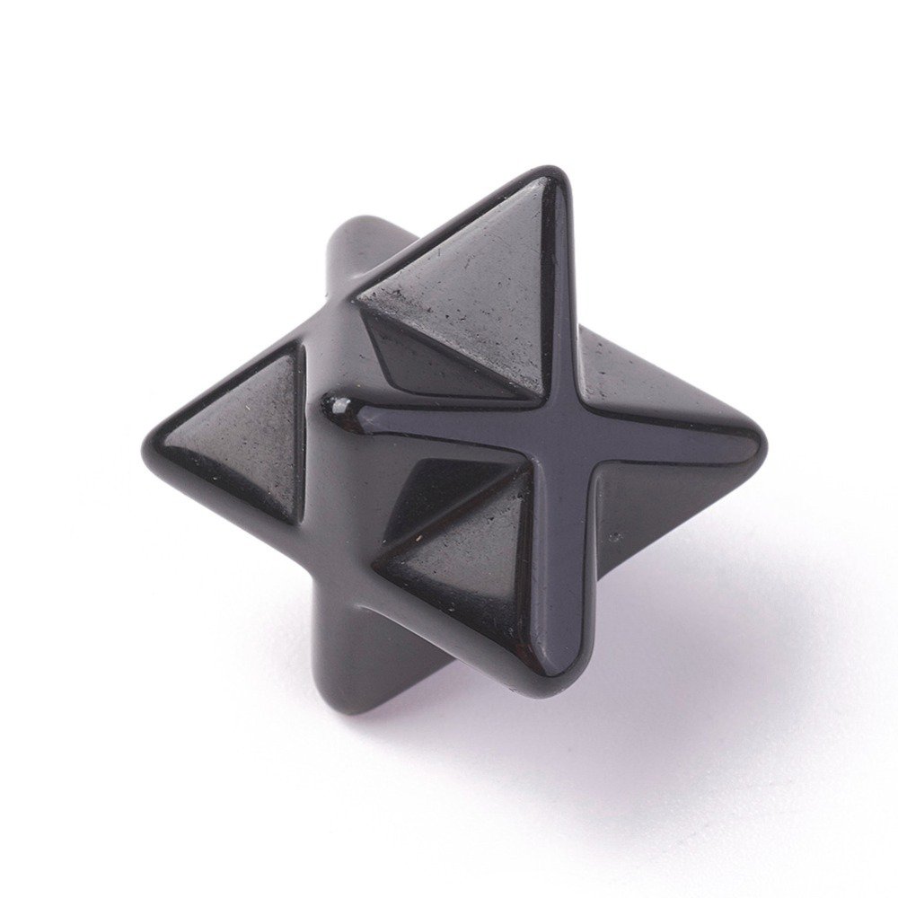 Sattva Rocks | Merkaba edelsteen Ster Zwarte Onyx ±23x28mm achtpuntige ster