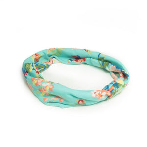 Haarband turquoise met bloemen - Lievelingshop